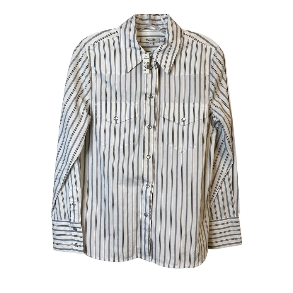 Madewell Women's Western Style Shirt Size 4  Pearl Snap Button Up Top New!